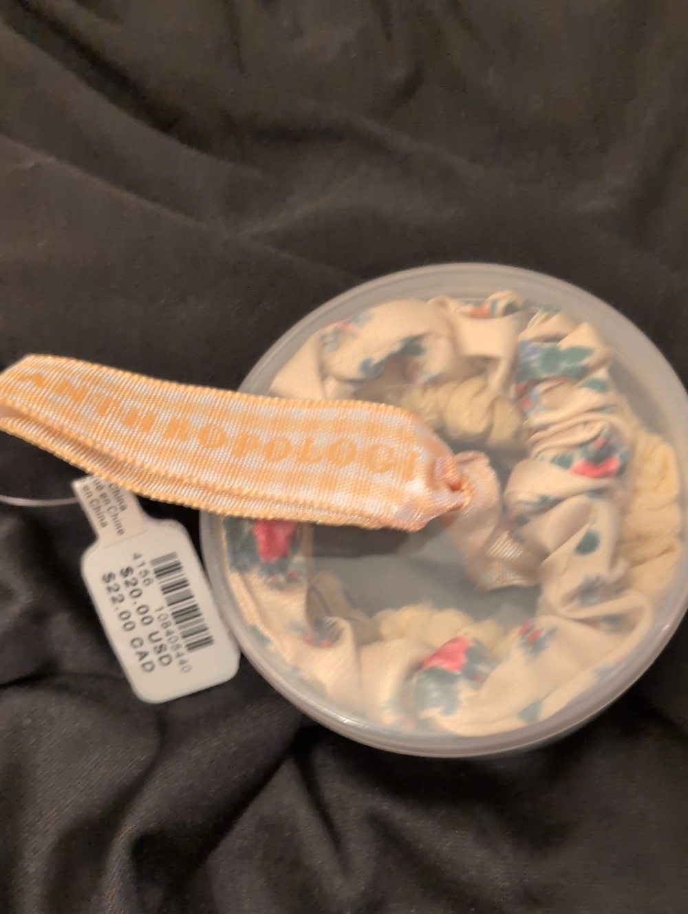 Anthropologie Cream Floral,Striped Scrunchie Set